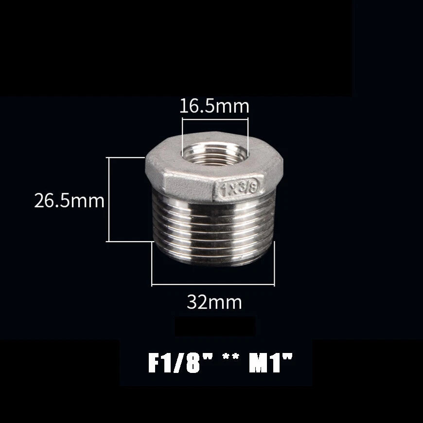 BSP Male to Female Reducing Bush Stainless Steel Pipe Fitting Adapter