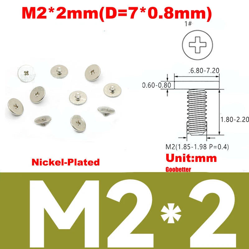 CM2/CM2.5/CM3/CM4 Ultra Thin Wafer Flat Head Phillips Screws – For Laptop & Computer Repair (M2–M4)