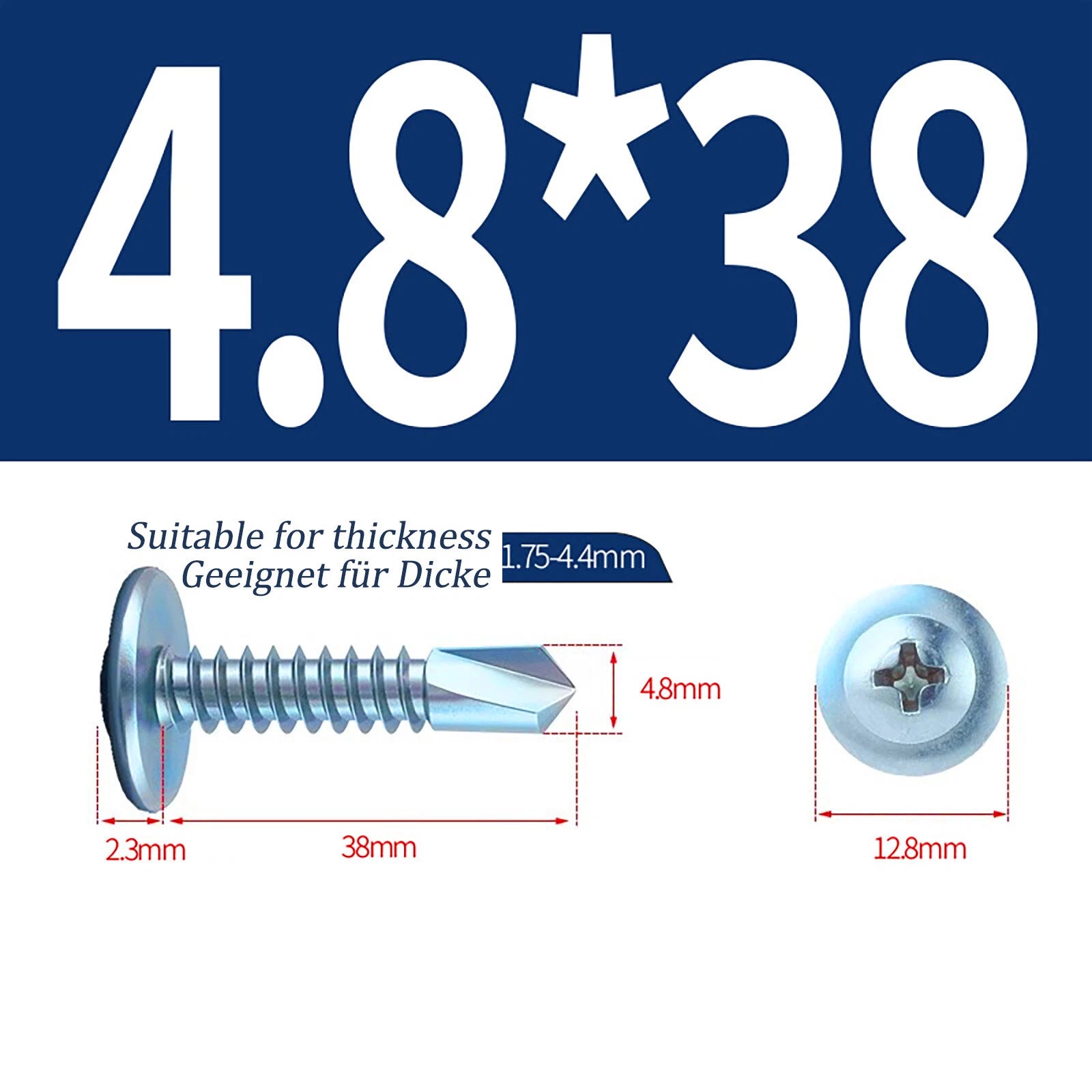 Self Drilling Wafer Head Screws – 304/410 Stainless & Galvanized Steel, M4.2 M4.8
