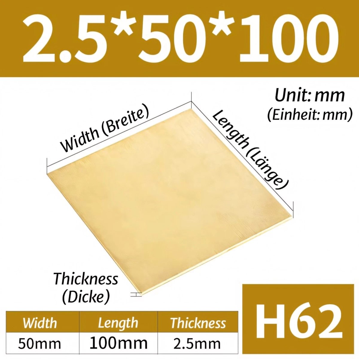 H62 Brass Sheet Various Sizes 2mm-8mm Thick Models making, Jewellery making - HomeDIYer