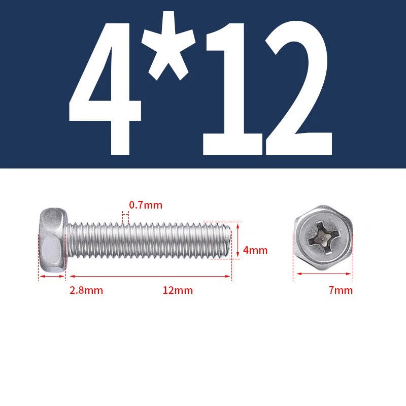 A2 Stainless Steel Hex Head Machine Screws – M3 M4 M5 M6 M8, Fully Threaded (304 Grade) - HomeDIYer