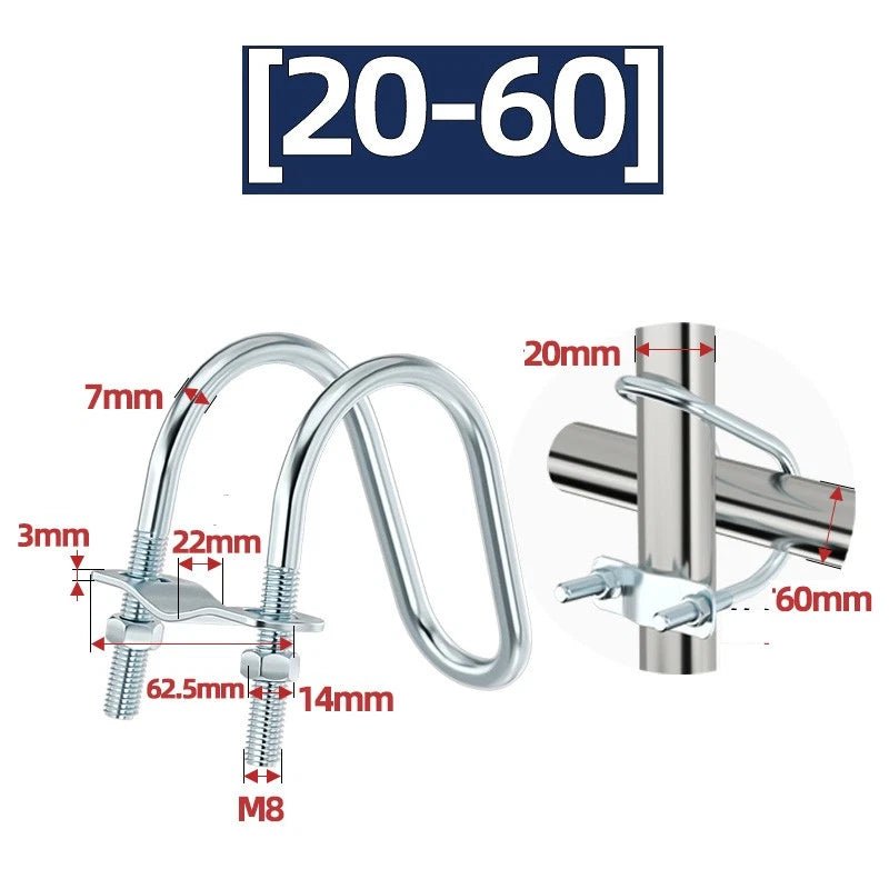 U - Bolt Pipe Clamp — Double & Single U - Shape Saddle Clamp for Greenhouse & Awning Frames - HomeDIYer