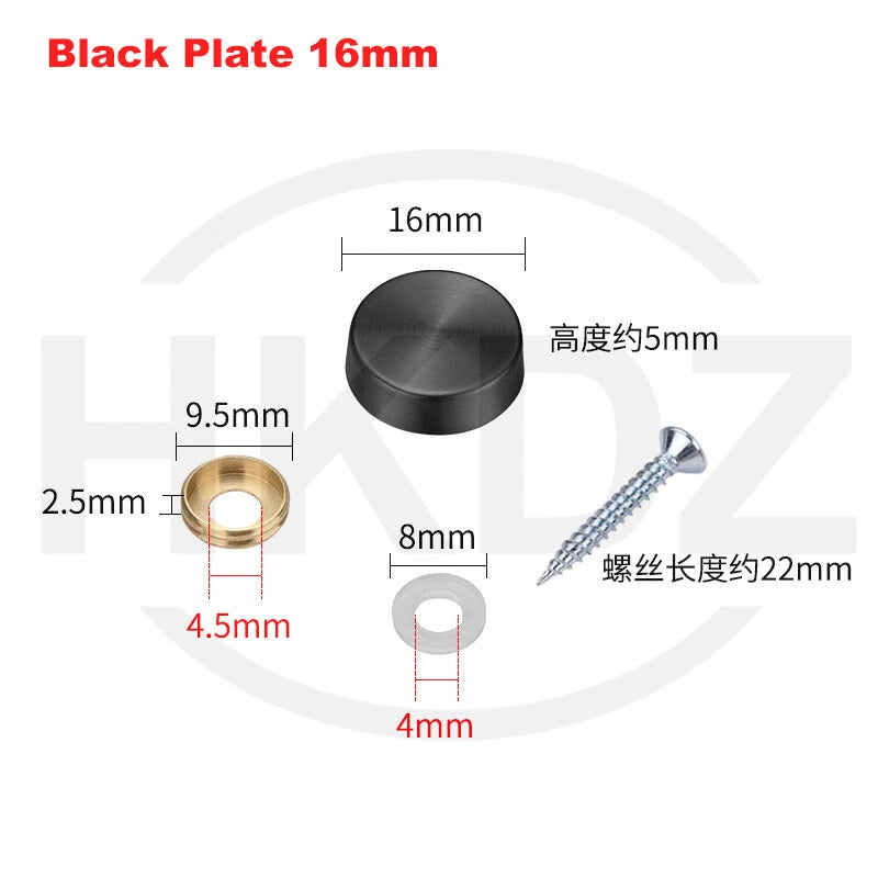 Stainless Steel Mirror Screw Cover Caps – Decorative Disc Plates for Glass, Mirrors & Furniture (16-50mm, Flat/Dome, Silver/Gold/Black/Rose Gold)
