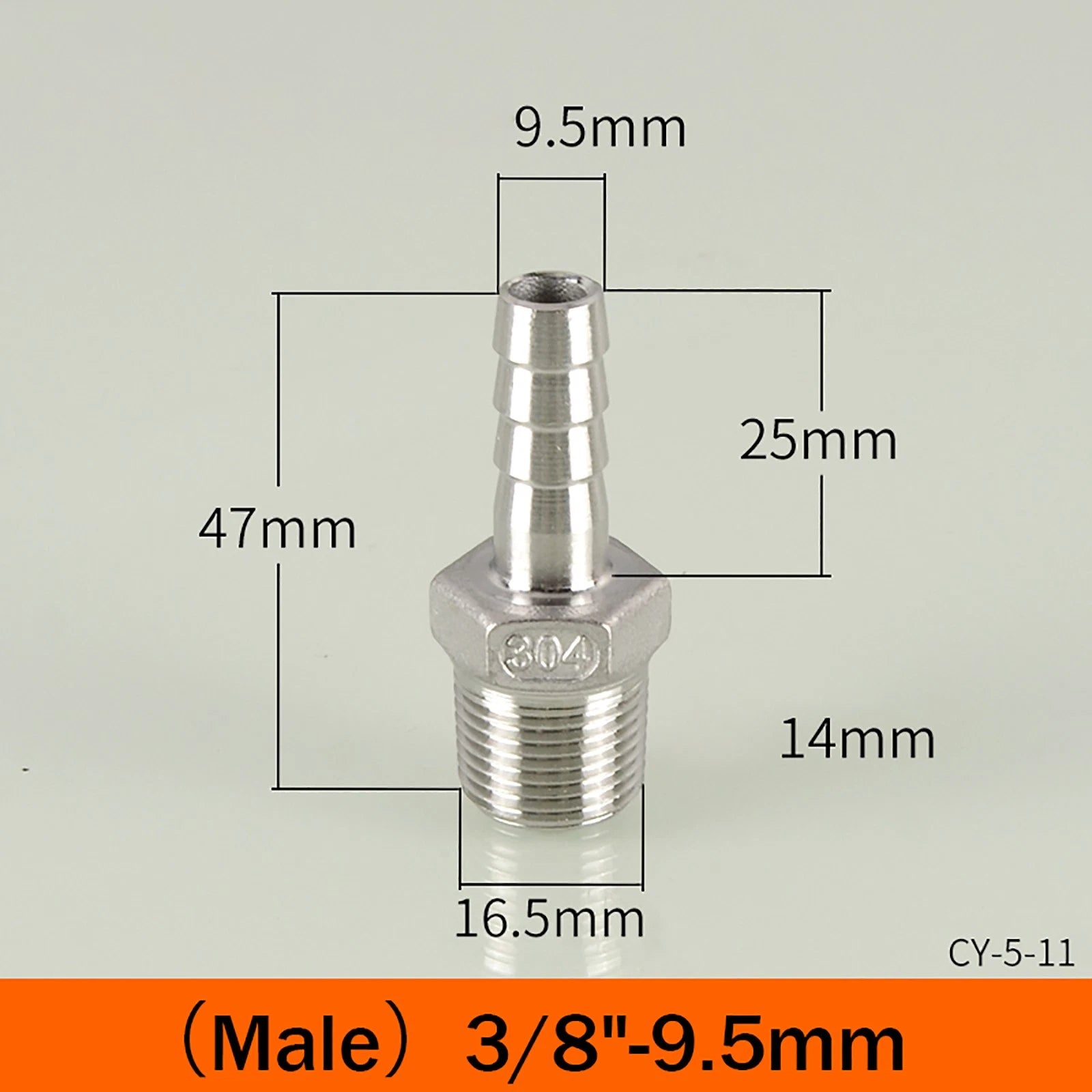 BSP Male Taper Thread x Hose Tail Adapter Fittings — Stainless Steel 304