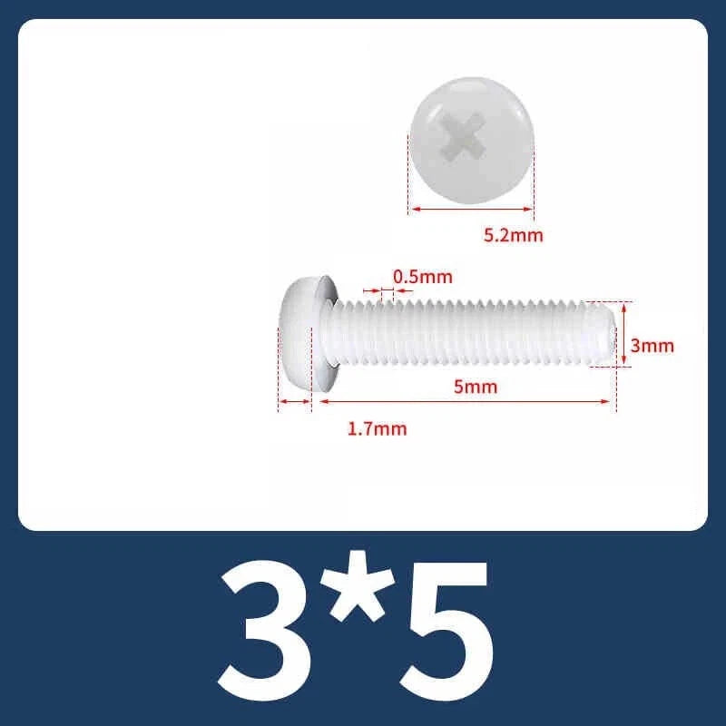 White Nylon Phillips Pan Head Machine Screws – M2 to M8, Non‑Conductive & Corrosion‑Free (PA66)