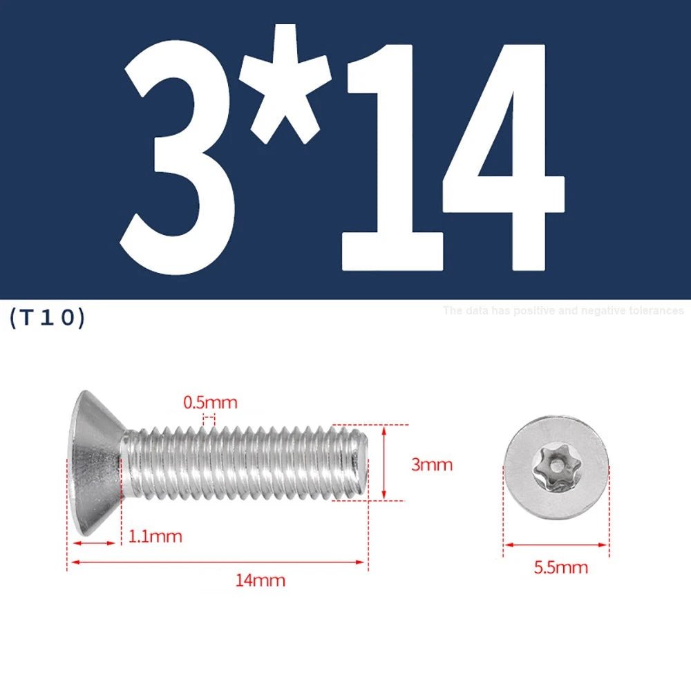 M3–M8 Pin Torx Countersunk Flat Head Machine Screws | A2 Stainless Steel - HomeDIYer