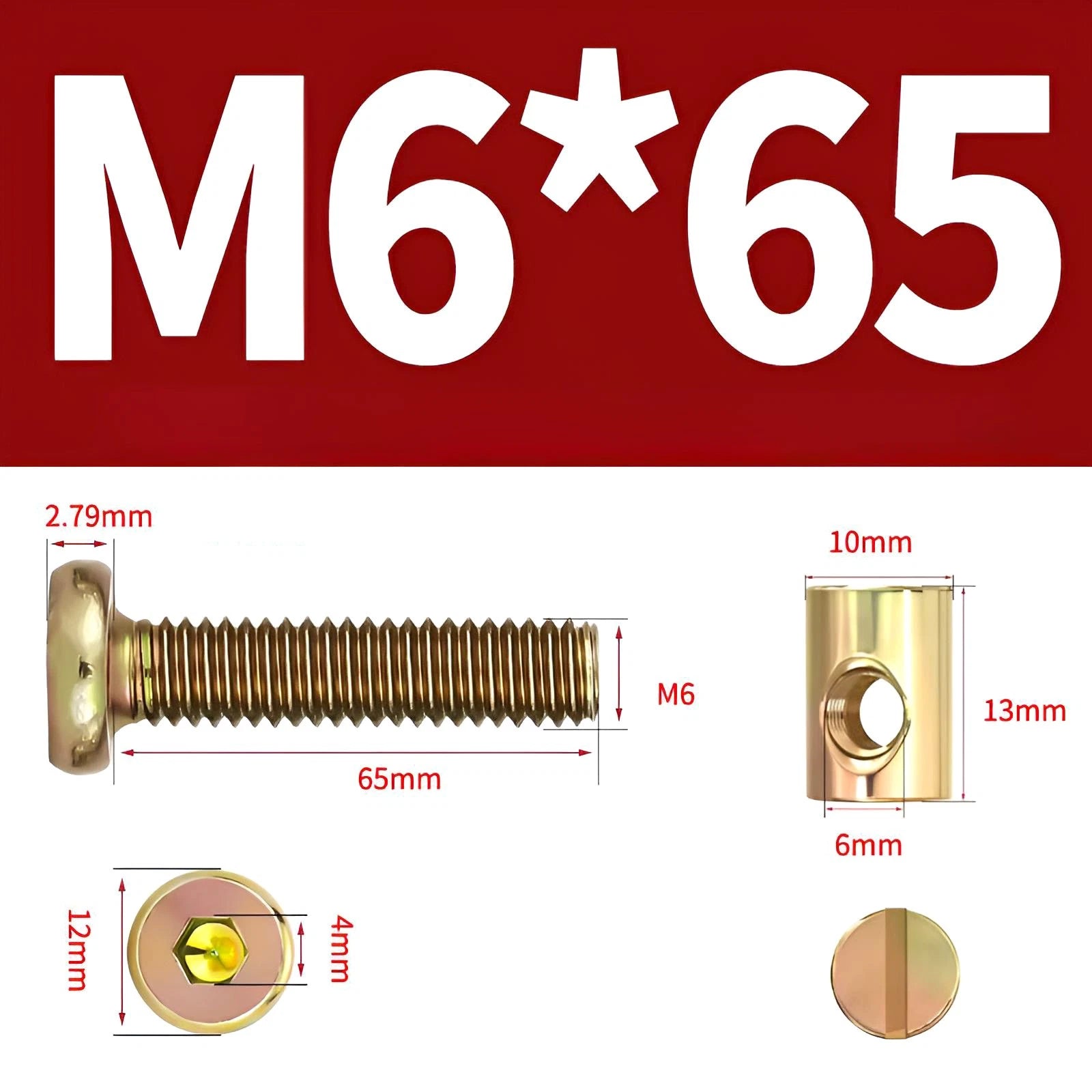 M6 M8 Galvanised Furniture Connecting Bolts with Barrel Nuts | Slotted & Phillips | 8mm–120mm