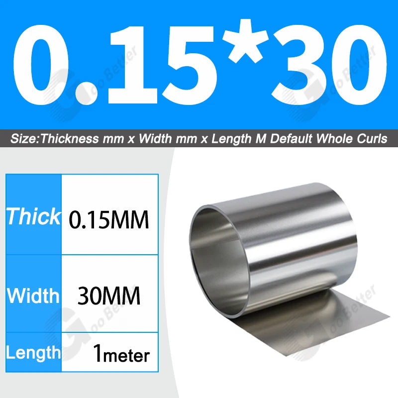 1 Meter 304 Stainless Steel Band SUS304 Sheet Foil Plate Strip Thick 0.01mm-1mm