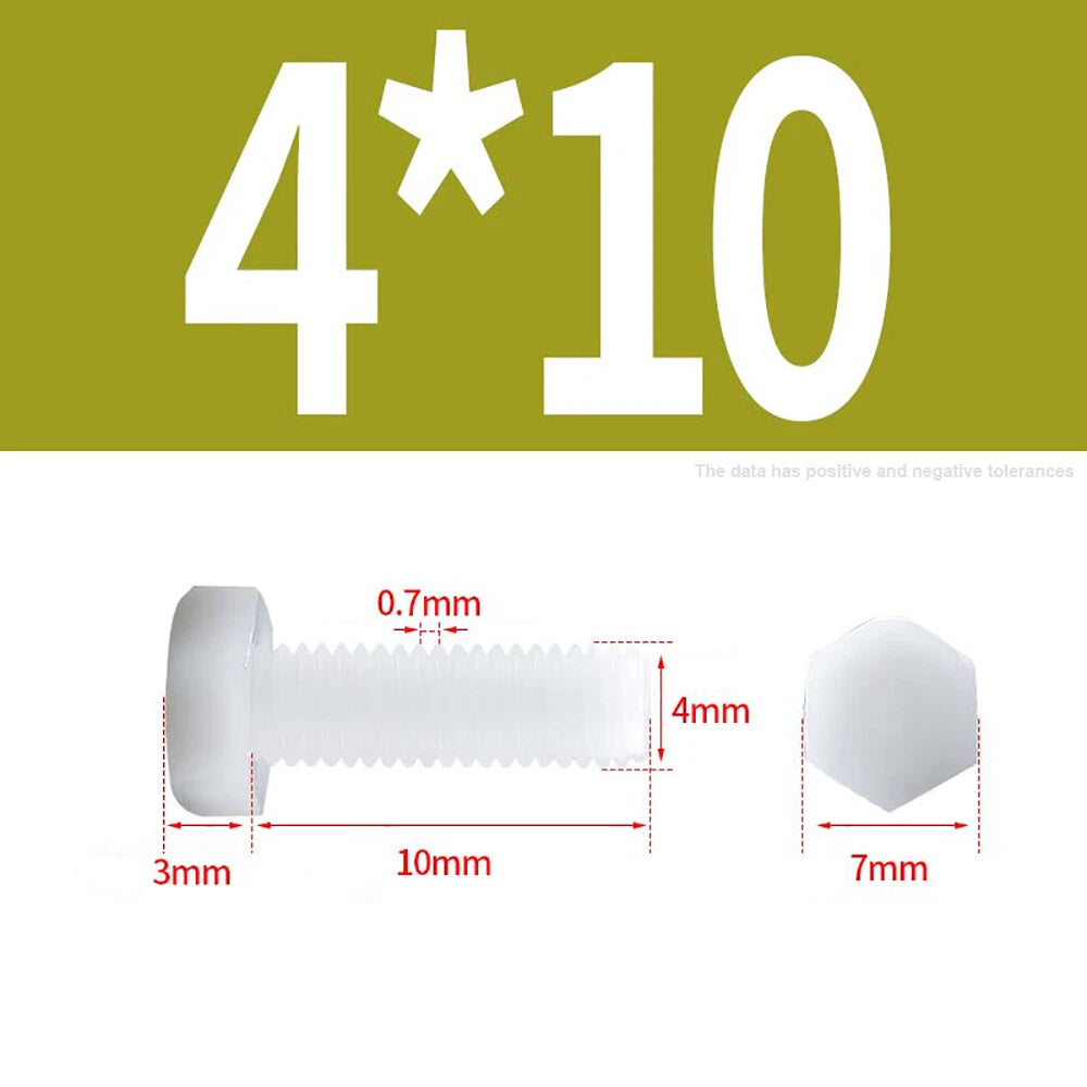 M3–M12 White Nylon Hex Bolts | Plastic Hexagon Head Machine Screws DIN 933