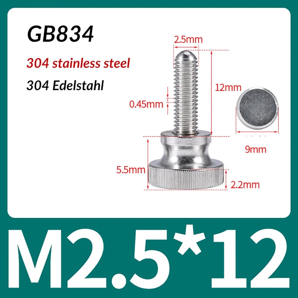 A2 Stainless Steel Knurled Thumb Screws – M2 to M10, Hand Turn Knob Bolts, 4 - 60mm Lengths - HomeDIYer