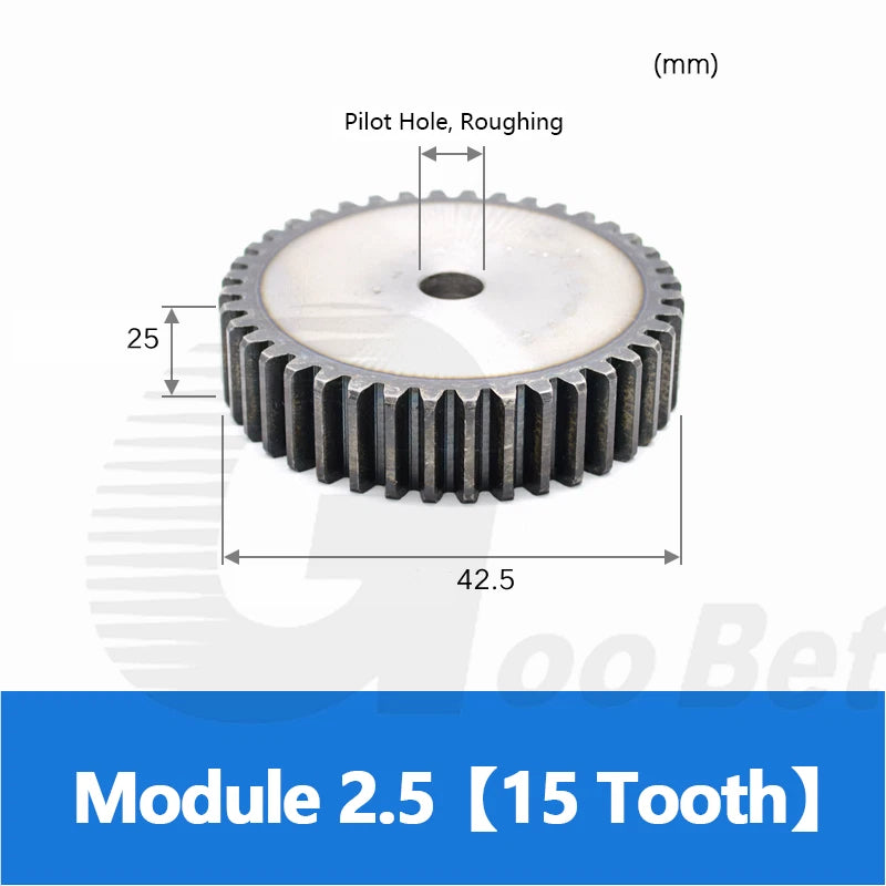 Mod 1 1.5 2 2.5 3 4 5 Spur Gear C45 Steel 12 Tooth - 160 Tooth Motor Pinion Flat