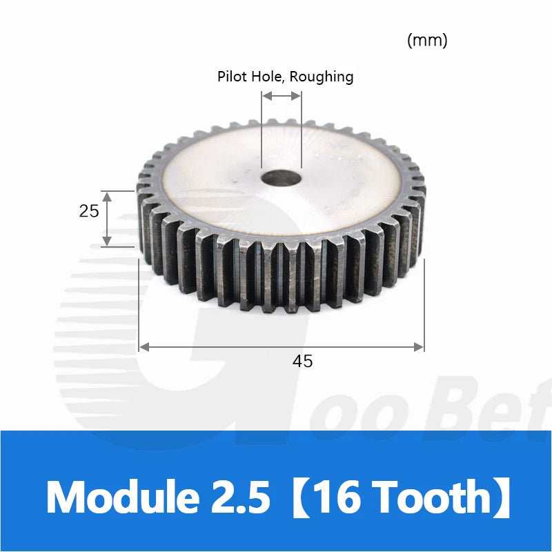 Mod 1 1.5 2 2.5 3 4 5 Spur Gear C45 Steel 12 Tooth - 160 Tooth Motor Pinion Flat