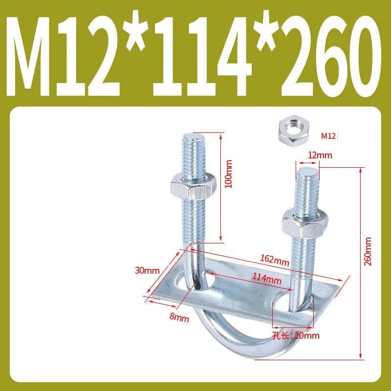 Round U-Bolts Sets Steel 16mm-219mm Inner Width M6 M8 M0 M12 with Nut, Plate