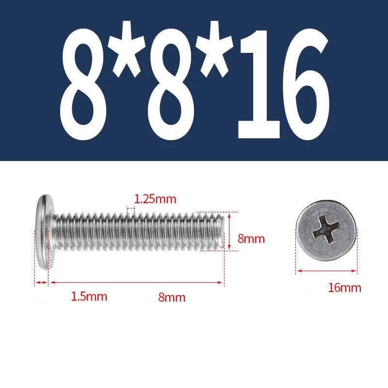 M1–M8 Ultra Thin Flat Head Phillips Machine Screws – A2 Stainless Steel, Fully Threaded