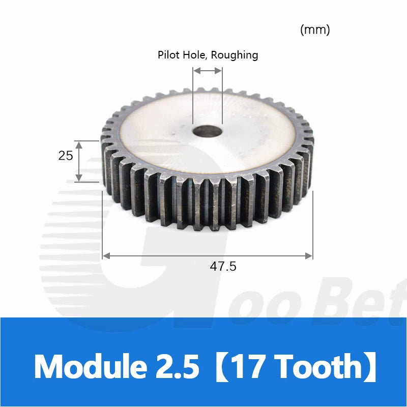 Mod 1 1.5 2 2.5 3 4 5 Spur Gear C45 Steel 12 Tooth - 160 Tooth Motor Pinion Flat