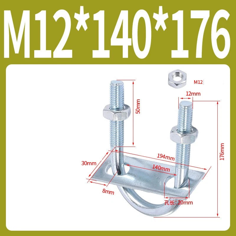Round U-Bolts Sets Steel 16mm-219mm Inner Width M6 M8 M0 M12 with Nut, Plate