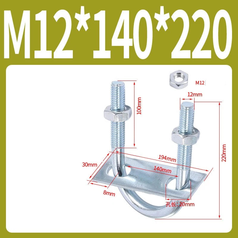 Round U-Bolts Sets Steel 16mm-219mm Inner Width M6 M8 M0 M12 with Nut, Plate