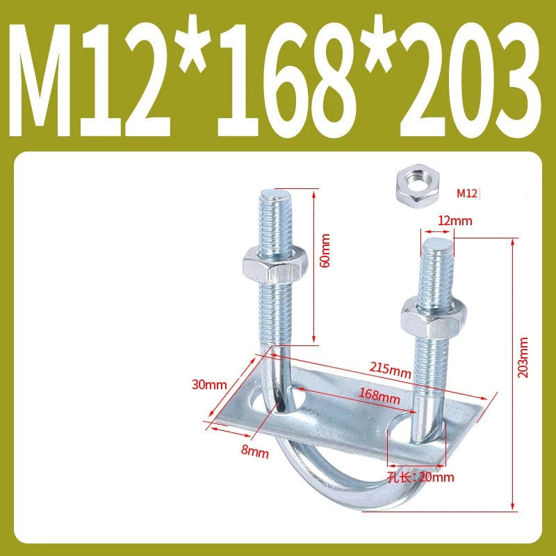 Round U-Bolts Sets Steel 16mm-219mm Inner Width M6 M8 M0 M12 with Nut, Plate