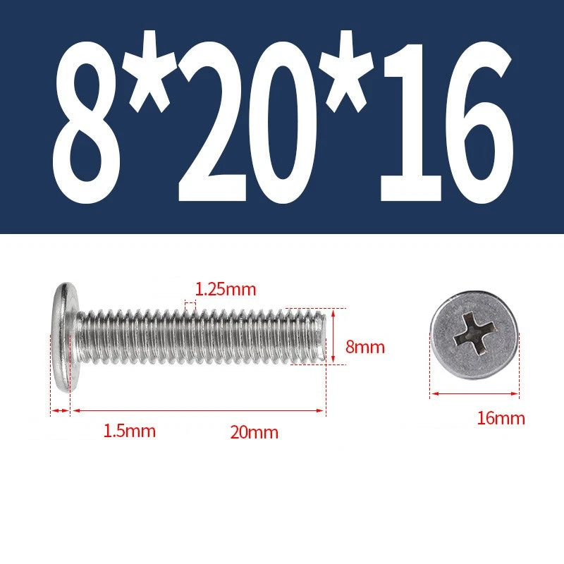 M1–M8 Ultra Thin Flat Head Phillips Machine Screws – A2 Stainless Steel, Fully Threaded