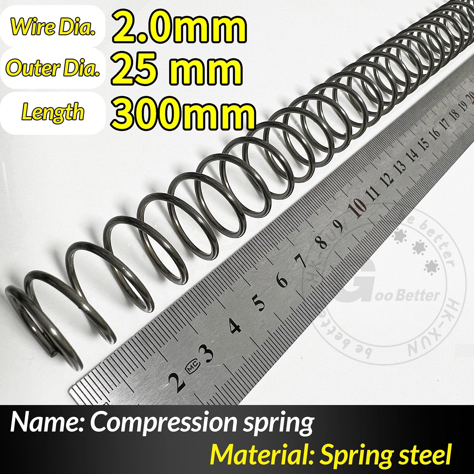 Compression Spring Pressure Springs, Wire Dia 2-3.5mm, OD 10-60mm, Length 300mm