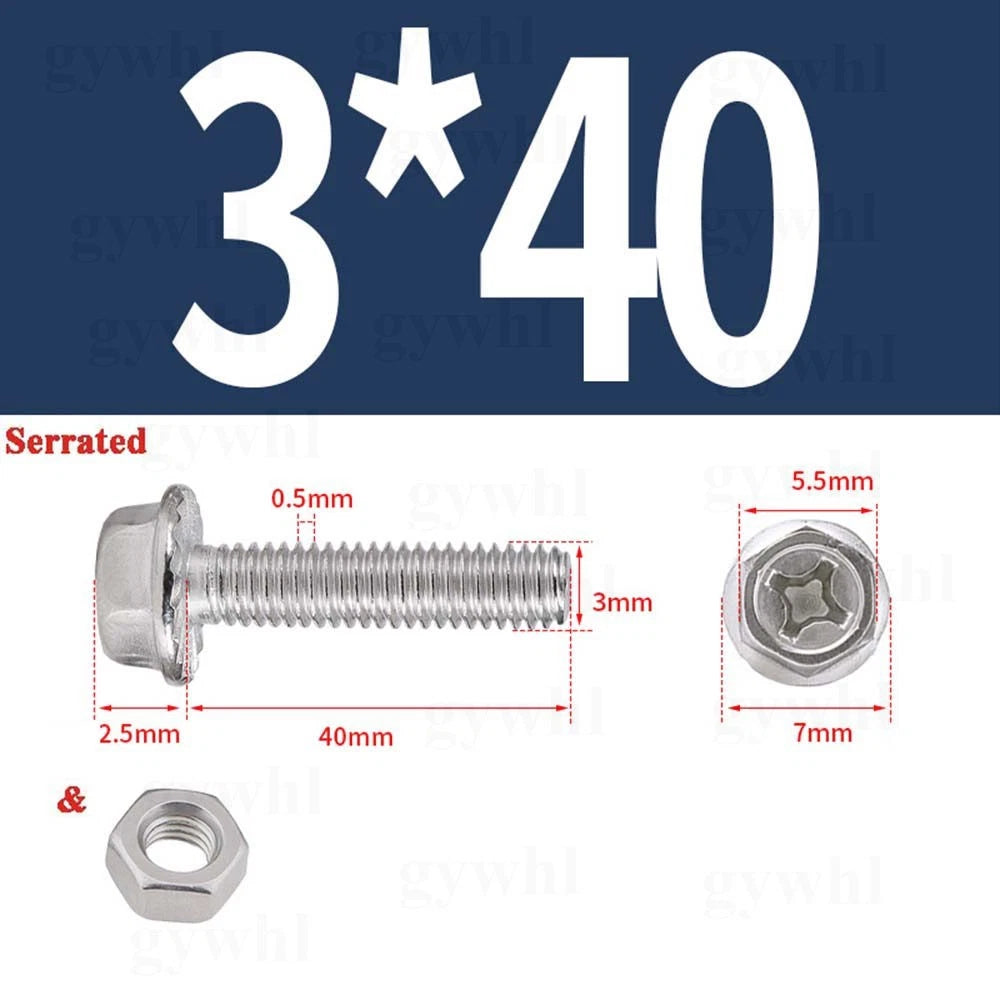 Phillips Hex Flange Bolts with Hex Nuts — Serrated & Smooth, M3–M8