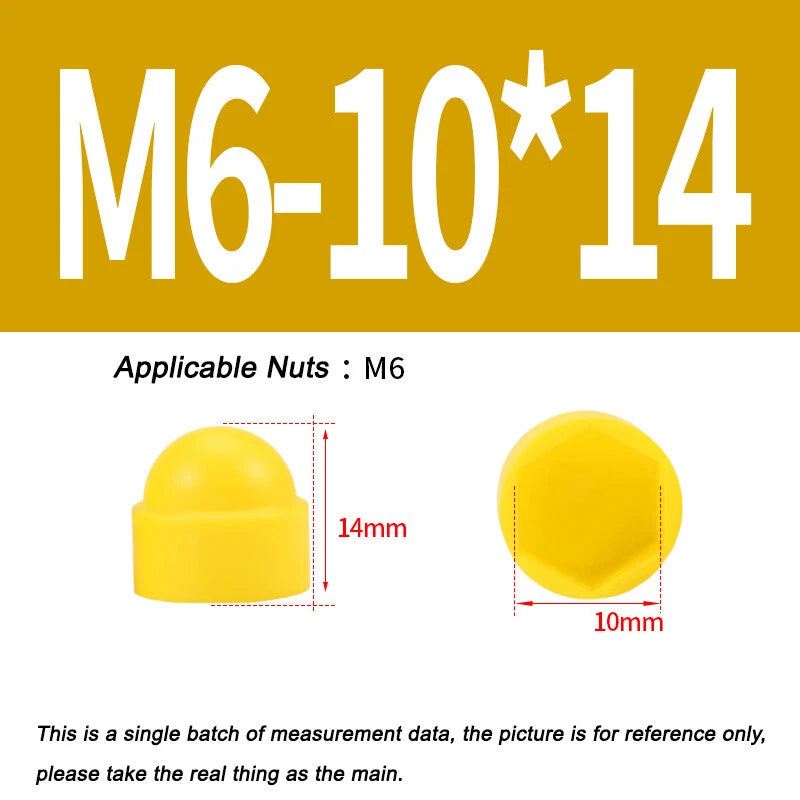 Hex Bolt & Nut Protection Caps – Plastic Hexagonal Screw Covers for M4 M5 M6 M8 M10 to M24 (PE, 5-100 Pack)