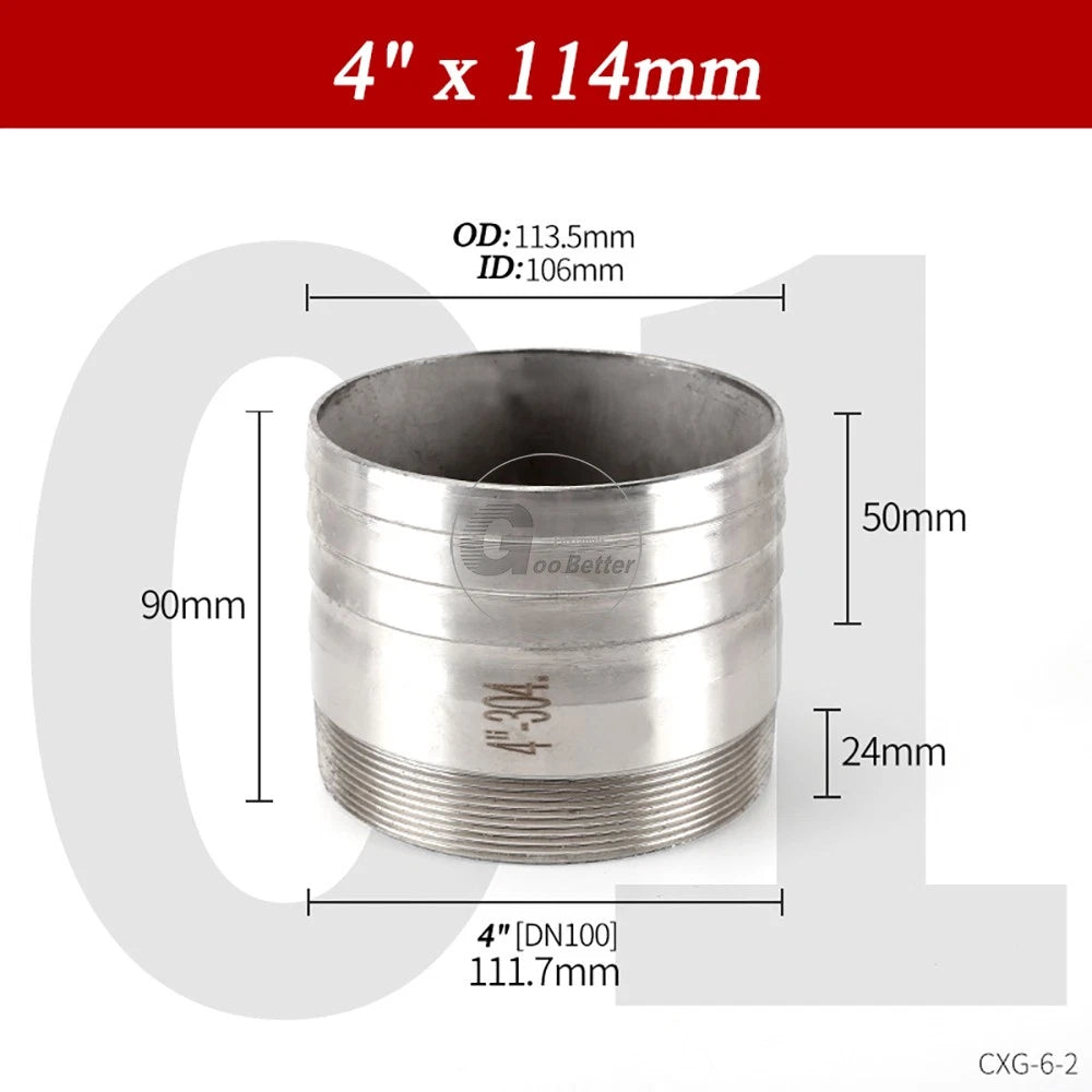 BSP1/8"-4" Male Thread Fitting x Barb Hose Tail End Connector A2 Stainless Steel