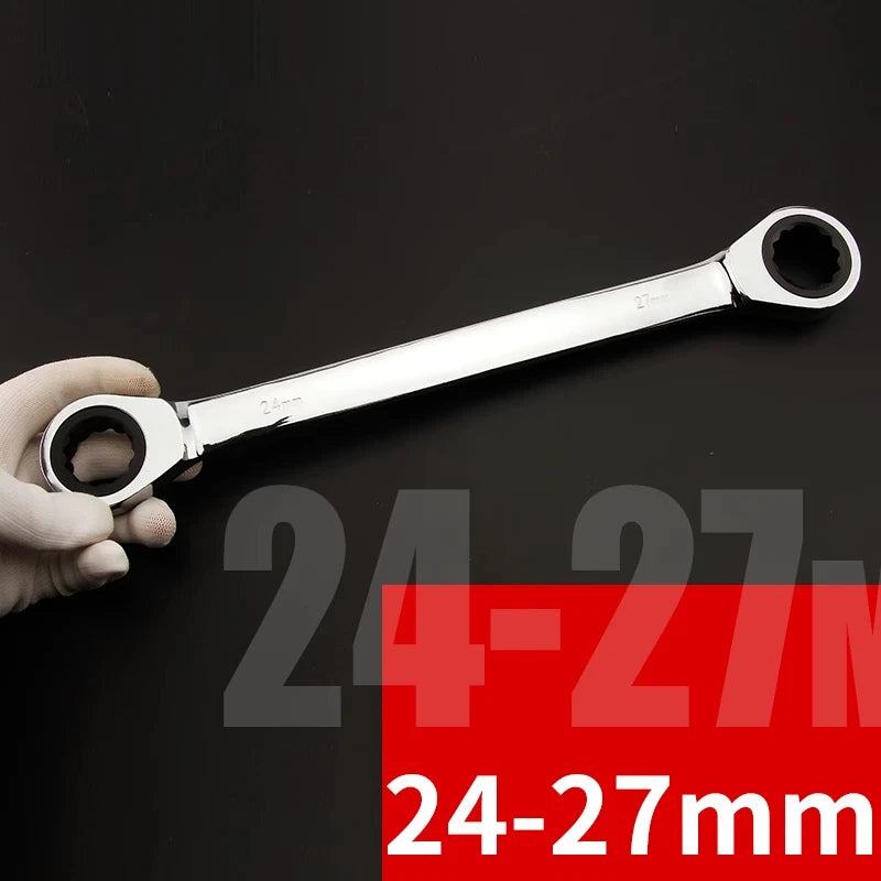 Double Ended Wrench Ratchet Spanner Fully polished 72 Teeth 8/10/12/13/17/19 mm