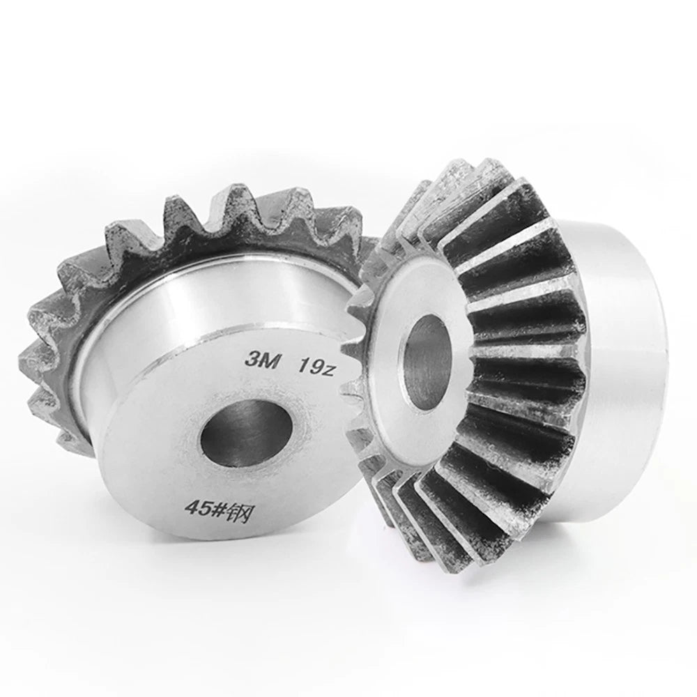 1M 1.5M 2M 3M Bevel Gear 15-40 Teeth 1:1 90° Meshing Angle 45# Steel Drive Gears