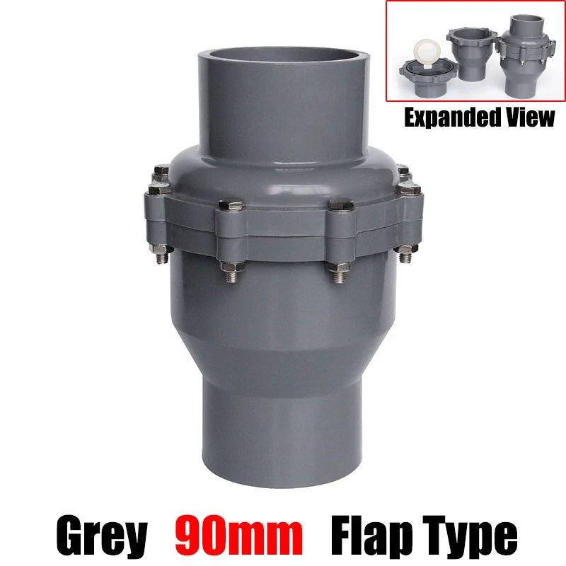 PVC One-way Spring Piston Flap Check Valve Pipe Fittings Ø 32 40 50 63 75 90mm