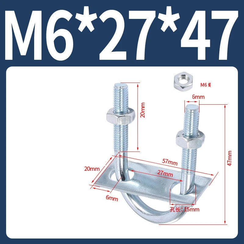 Round U-Bolts Sets Steel 16mm-219mm Inner Width M6 M8 M0 M12 with Nut, Plate