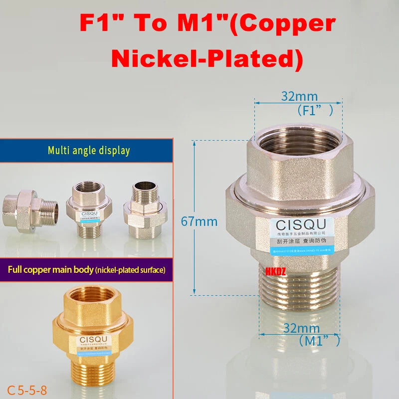 BSP Brass Pipe Fittings — Male Female Threaded Reducing Adapter | Copper & Nickel-Plated