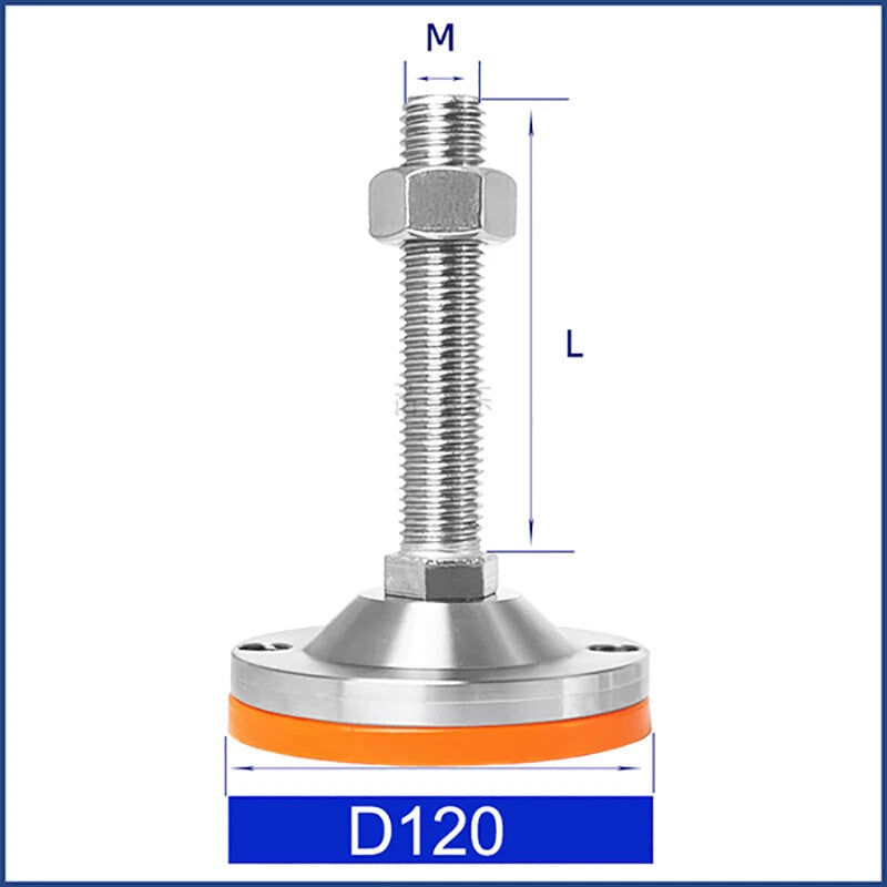 Anti‑Slip Heavy Levelling Machine Feet – Stainless Steel, Adjustable Height M8–M30 (30–200mm Lengths)