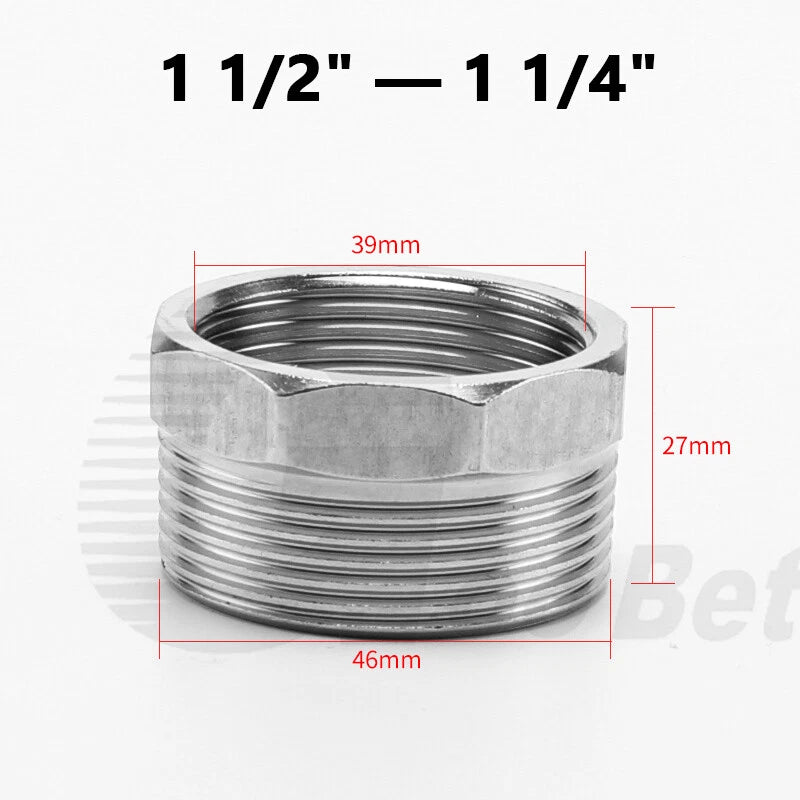 Stainless Steel BSP Reducing Bushing — Male to Female Thread Pipe Fitting (1/4" to 2")