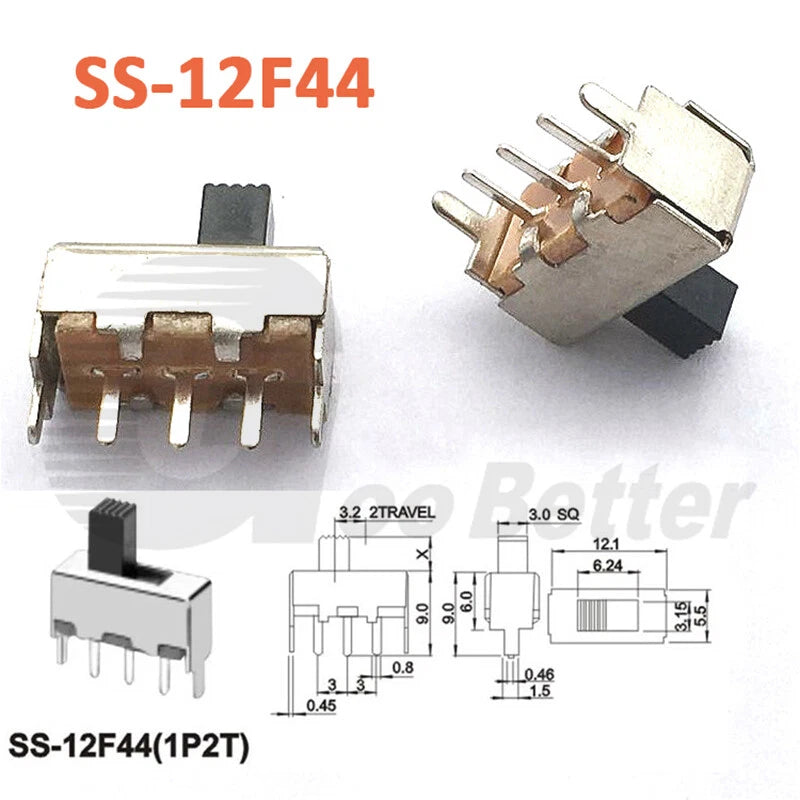 Miniature Slide Switch SPDT 2-Position On-Off Micro Toggle for Model Railway