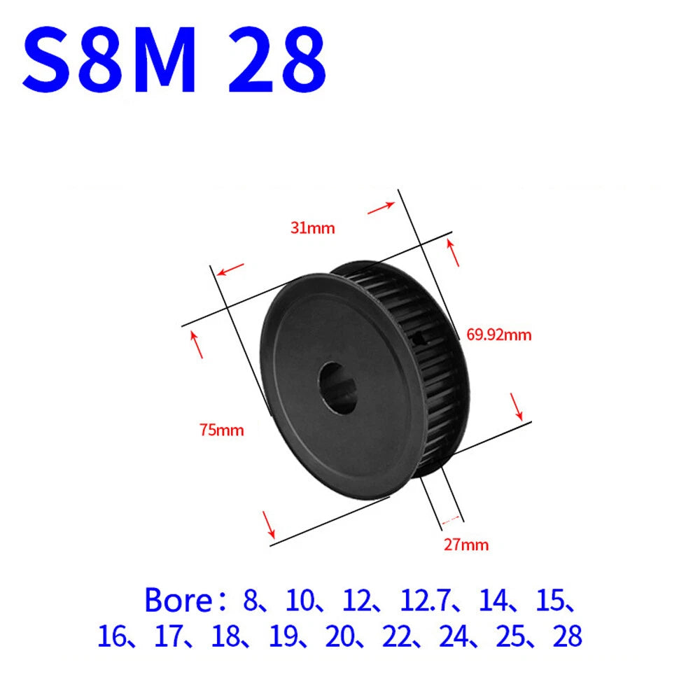 STS S8M 10T-40T Timing Belt Pulleys Pitch 8mm Teeth Width 27mm AF-type 45# Steel