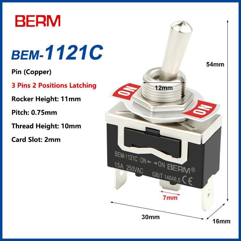 Toggle Switch ON-OFF-ON, 2/3 Pin 2/3 Positions, Latching & Momentary, Screw or Pin Terminal