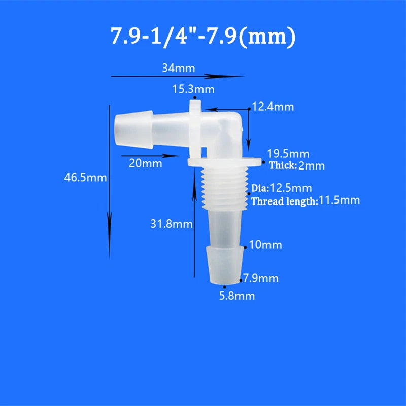 Male Thread Straight Elbow Plastic Hose Barbed Hose Bulkhead Union Connector