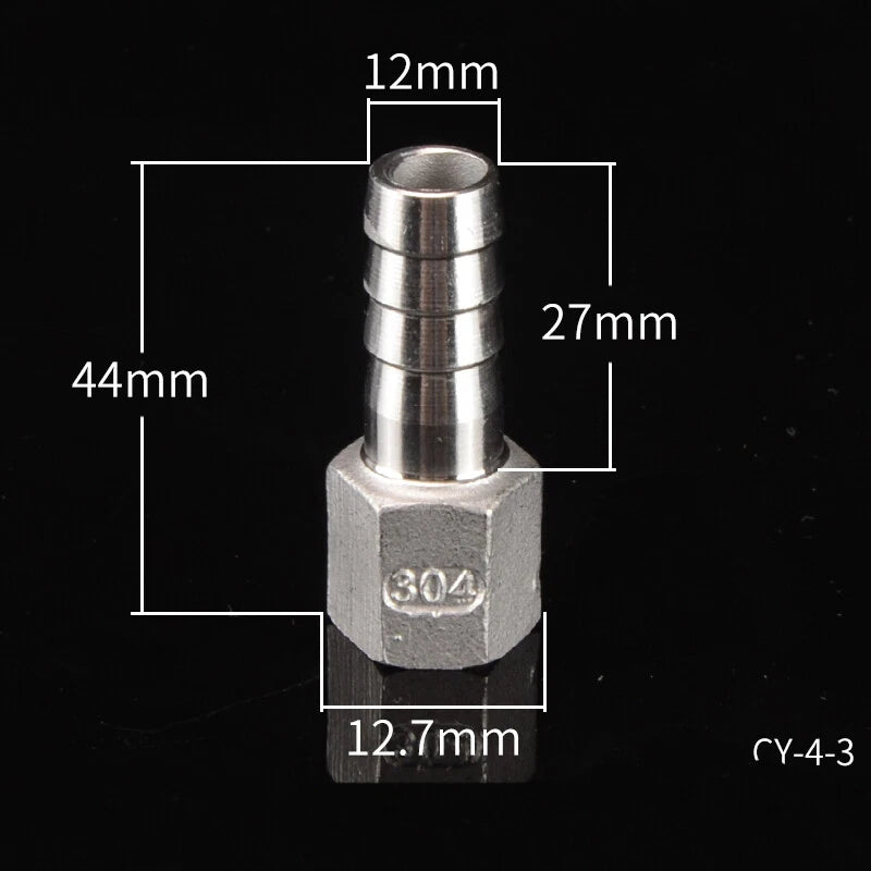 Stainless Steel Female Threaded Hose Barb Fittings — 1/4" to 3/4" NPT