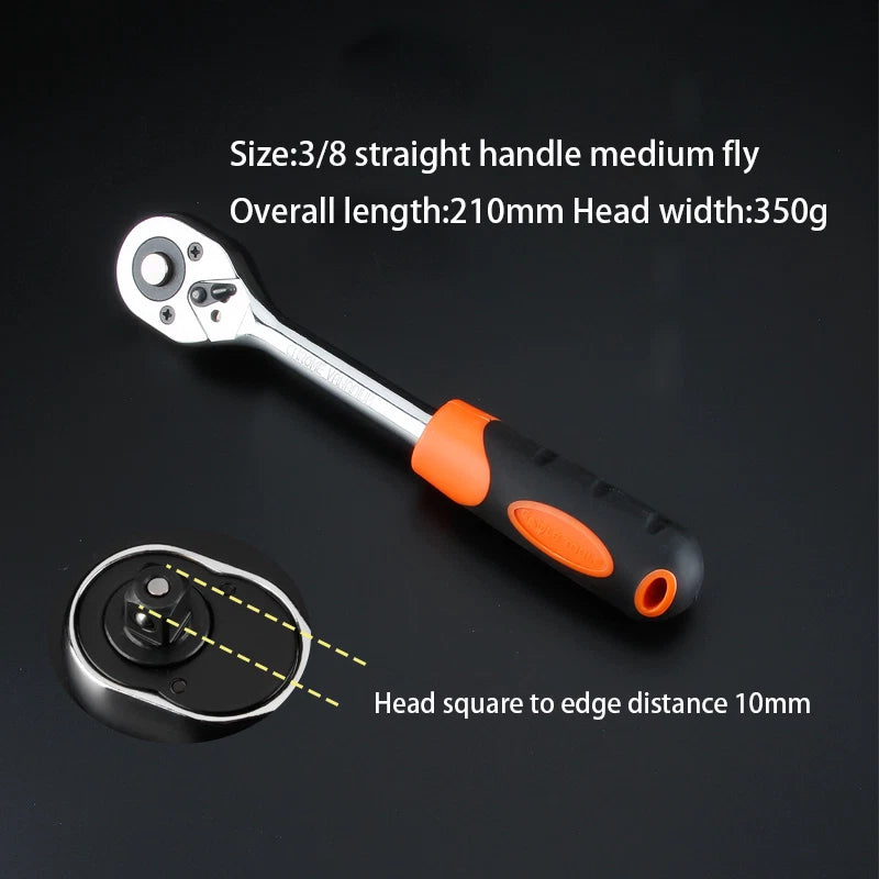 Drive Socket Ratchet Handle Wrench 24/ 72 Teeth Quick-release Reversible Sleeve