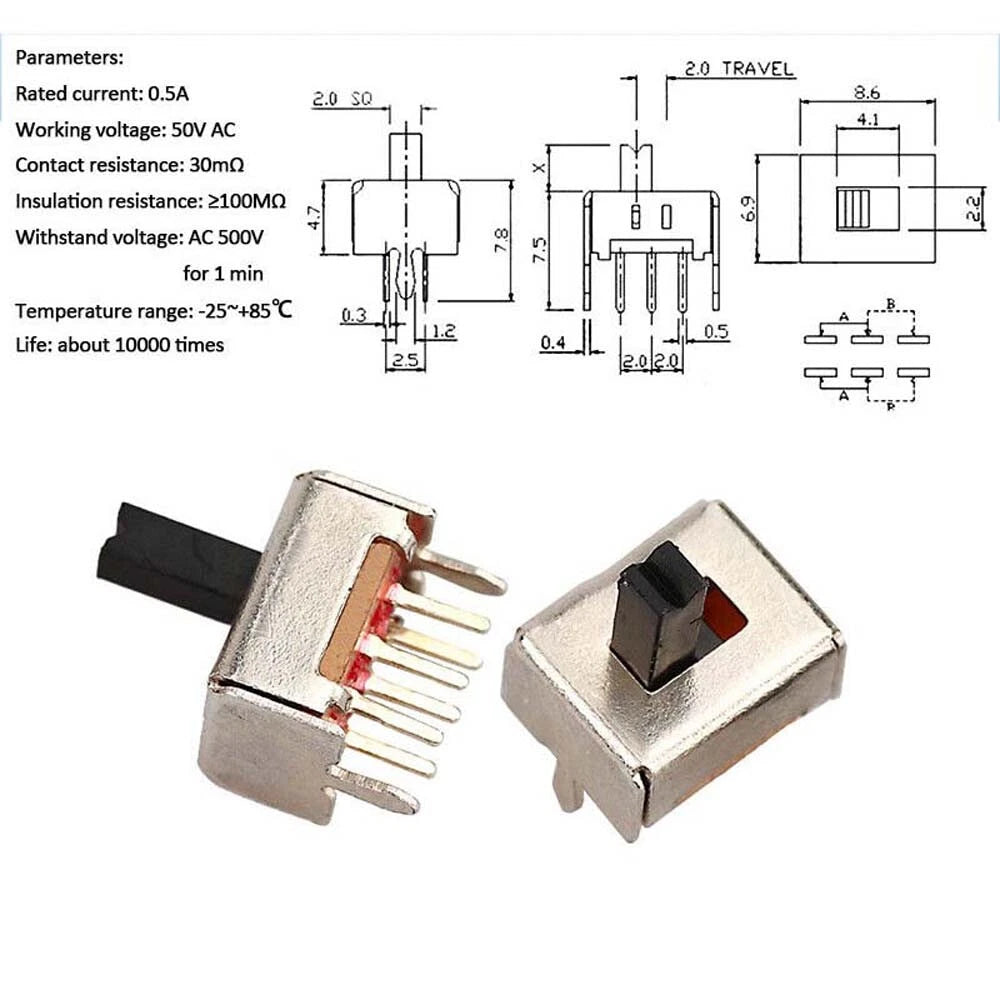 Miniature Slide Toggle Switch — 2/3-Position, Single/Double Row, Vertical & Horizontal, Through-Hole & SMD
