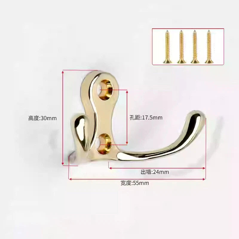 Double Hat Coat Hooks Hanger Door Wall Cloth Towel Holder Organiser Rack Robe