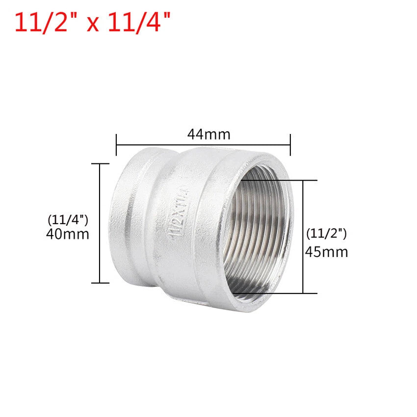 BSP Female Pipe Fittings Reducer Adapter, 304 Stainless Steel, 3/8" to 2"