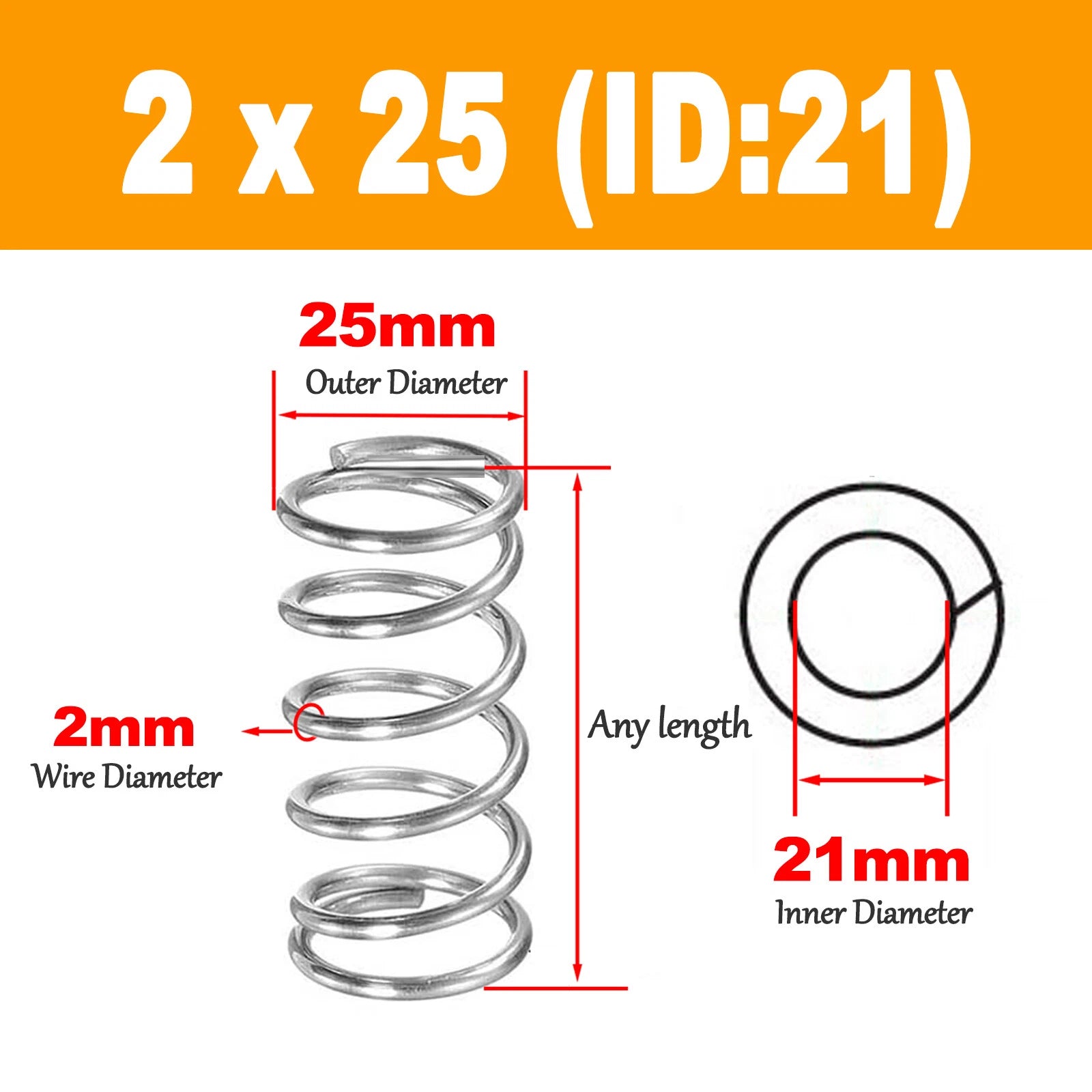 Compression Spring Various Size 22-35mm Diameter & 10-120mm Length Pressure Smal