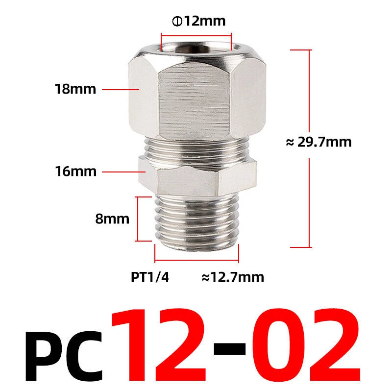 Brass Male Compression Fittings – BSP Hydraulic Adaptor, 1/8" to 1/2" Bore (PC4–PC16)