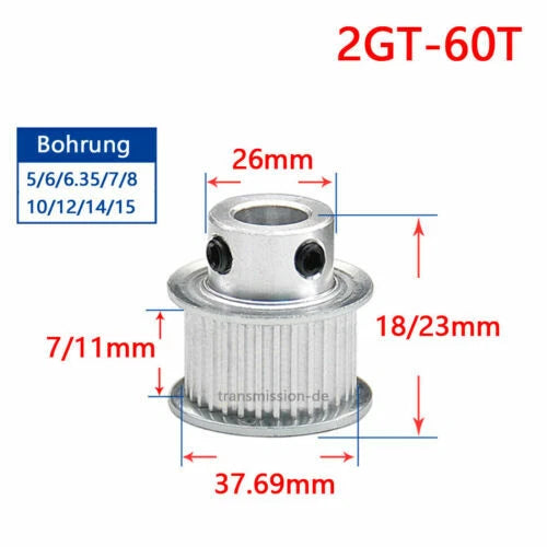 GT2 Timing Belt Pulley 16T - 100T Synchronous Wheel for 6 mm width Drive Belts
