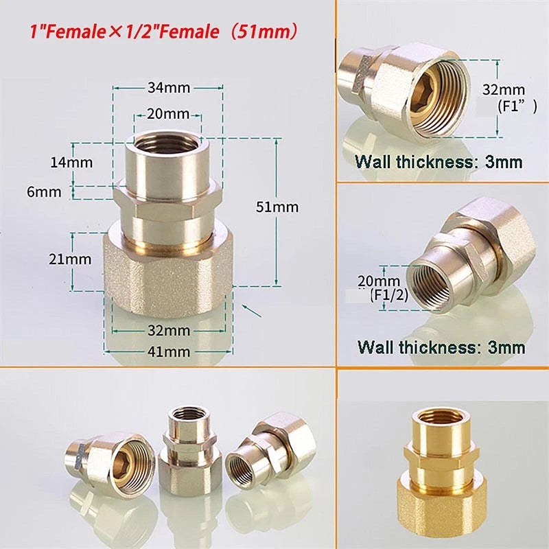 Brass Compression Fittings — Straight Coupling & Elbow Connector, 1/2" 3/4" 1" Female/Male