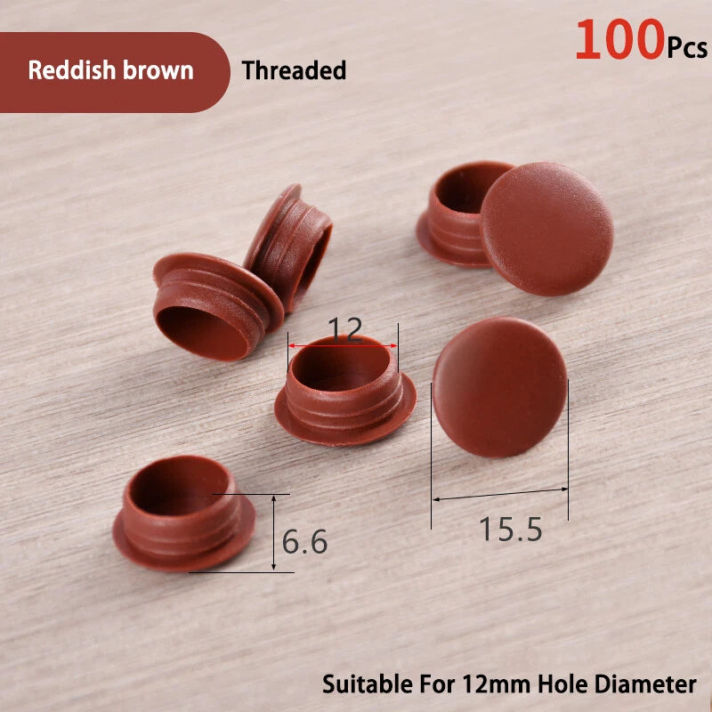 Plastic Screw Hole Cover Caps – For 5mm to 16mm Holes (100-Pack) – Multiple Colors