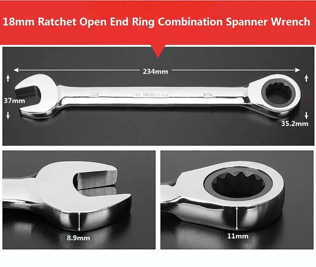 Ratchet Open End Ring Combination Spanner Wrench Set Automotive Tool 6mm-24mm