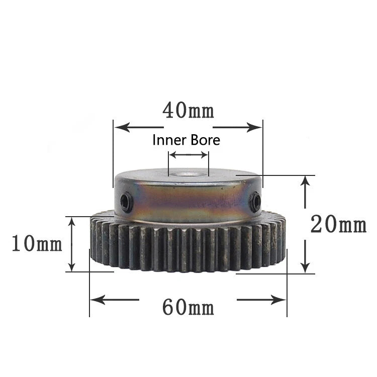 Steel 45# Mod 1 Spur Pinion Gear 40-80 Teeth Motor Gear 6-25mm Bore With Screw